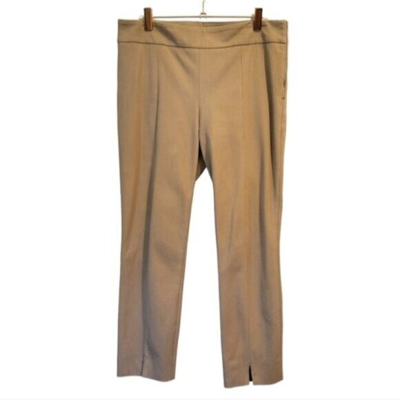 Marc Cain | High Rise Front Pinched Seam Slim Trouser Pants Tan Light Brown - Picture 1 of 8